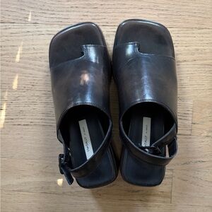 Made in Korea Brown Black Platform Chunky Sandal Size 6.5 / 7